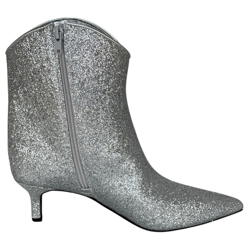 ON 34th Aatira Tulip Silver Glitter Womens Booties Size 8M - Picture 5 of 12